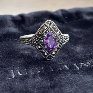 JUDITH JACK Purple Amethyst Sterling Silver Ring 9
